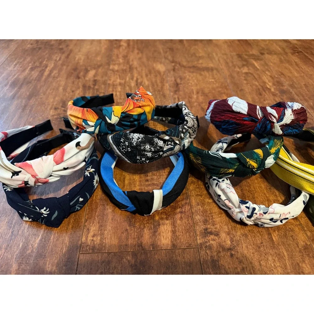 Lot of 12 Womens Knotted Headbands Floral Tropical Polka Dot Striped Boho Style